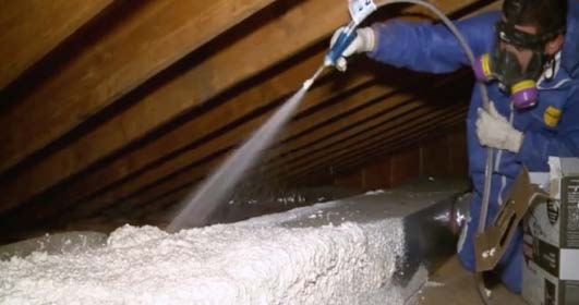 Technician new spraying spray foam insulation that can positively impact a homes air quality