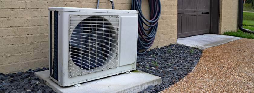 Mini-split unit with fan on the outside of home
