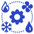 Heating/cooling repair icon Heating/cooling repair with gear and elements icon